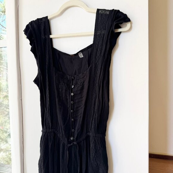 New Free People FP One Sydney Jumpsuit Gauze Lightweight Lace in Black Medium - Picture 5 of 13
